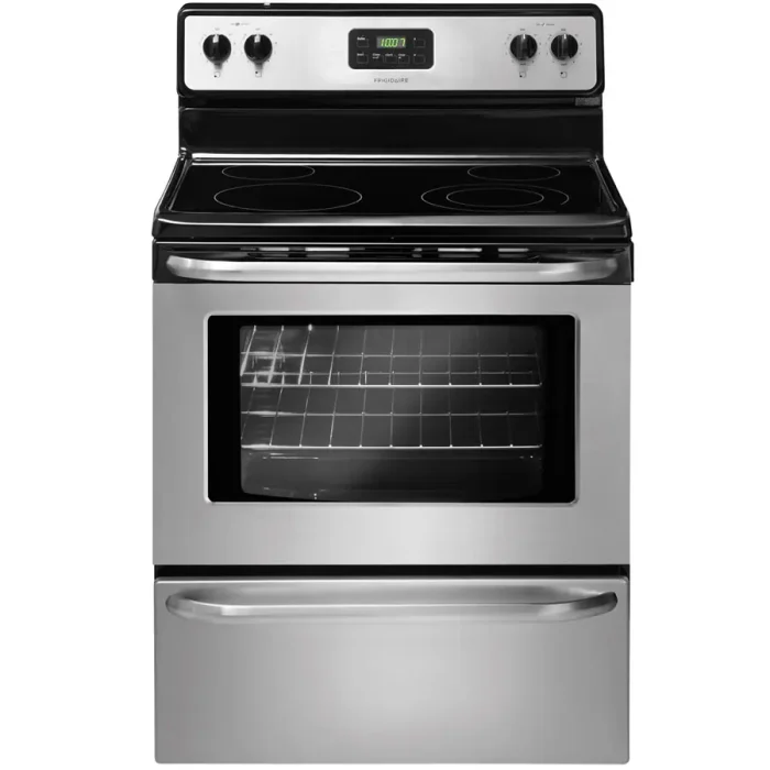 Frigidaire Stove 30 Inch 4.8 Cu Ft Electric (FCRF300CBW) - Stainless Steel Brand New Open Box - Image 1