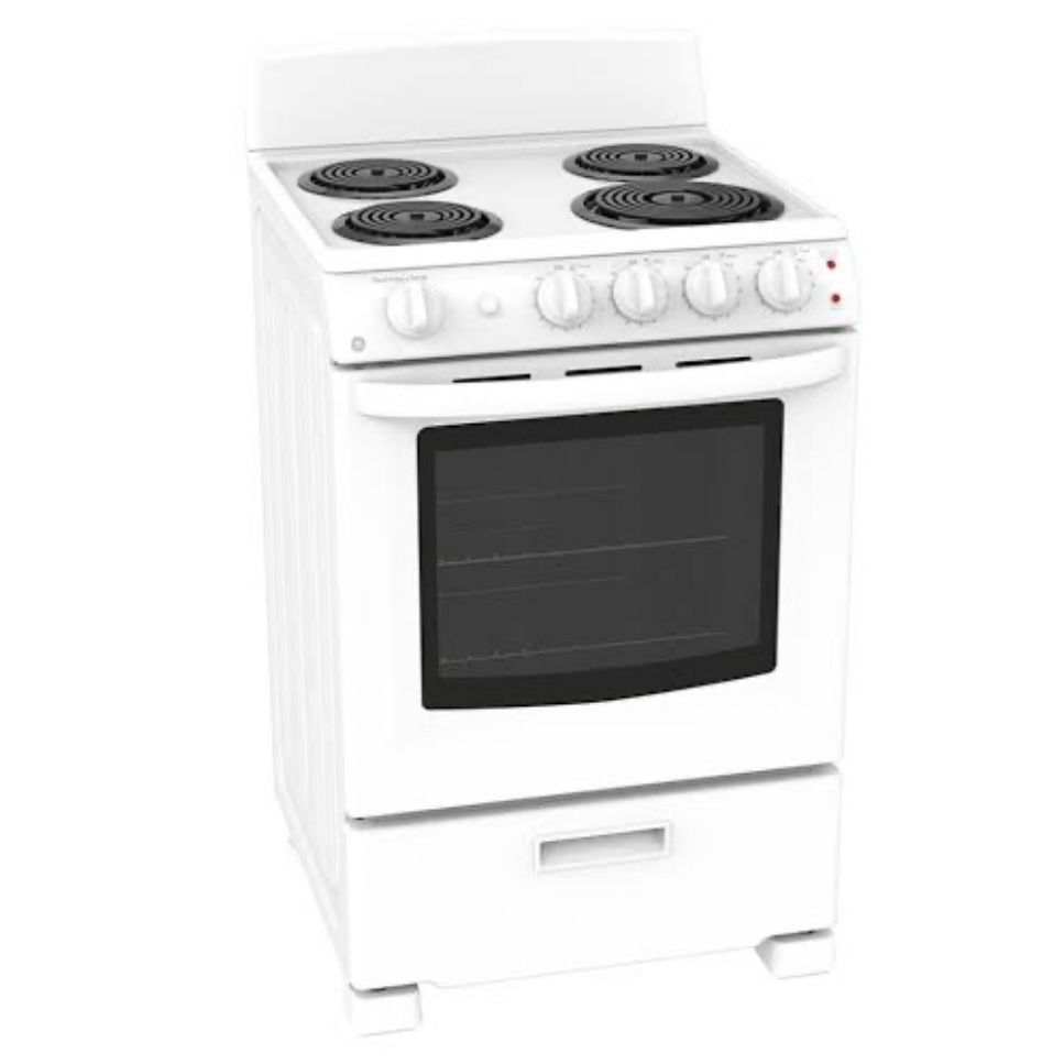 Stove - GE JCAS300DMWW Electric Range, 24 inch with 4 Burners, 2.9 cu. ft. Capacity