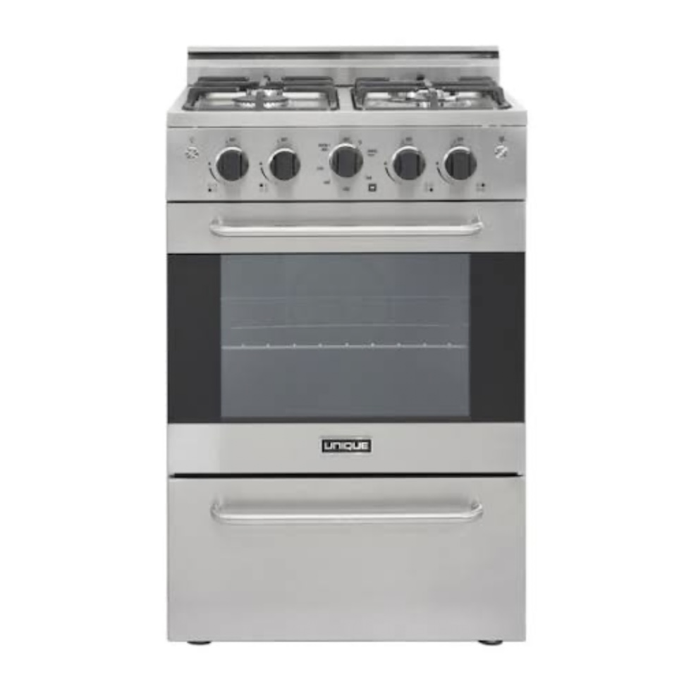 Stove - 24” Convection Gas Range Stove in Stainless Steel - Unique Prestige (UGP-24V PC1 S/S) - Brand New