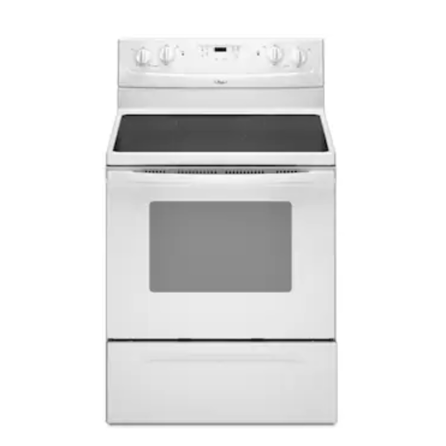 Stove - 30 Inch With Glass Top Free Standing 4 Burners in White - Whirlpool - Used