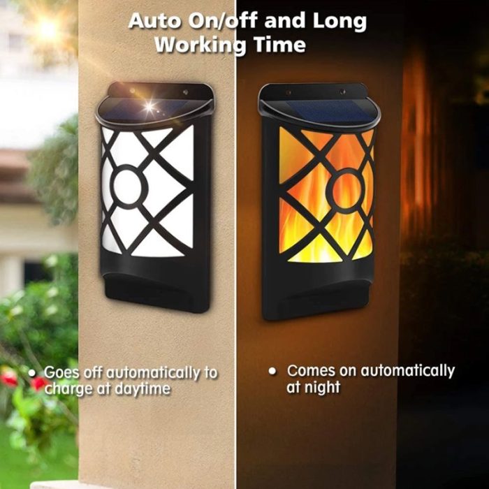 solar flame wall lights